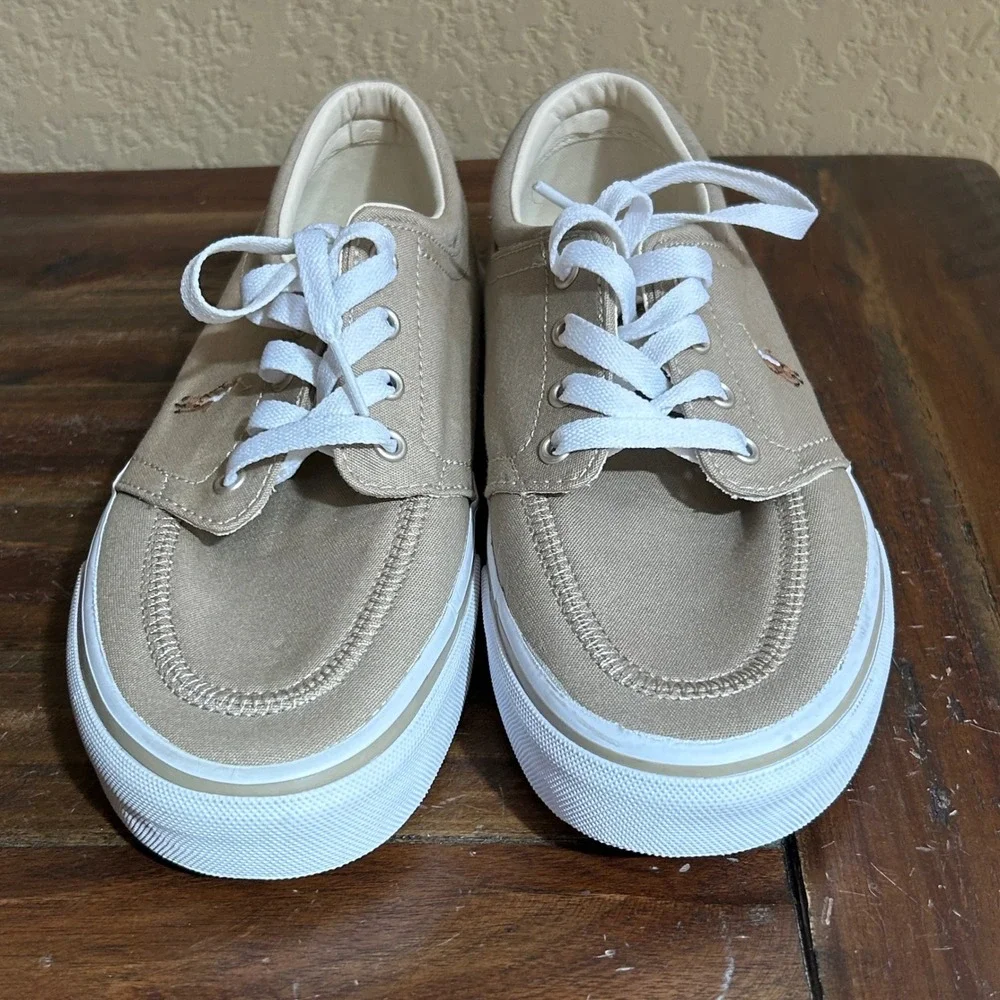 Polo Ralph Lauren Shoes Mens‎ Size 7 Khaki Faxon X Canvas Casual Low Top Lace Up